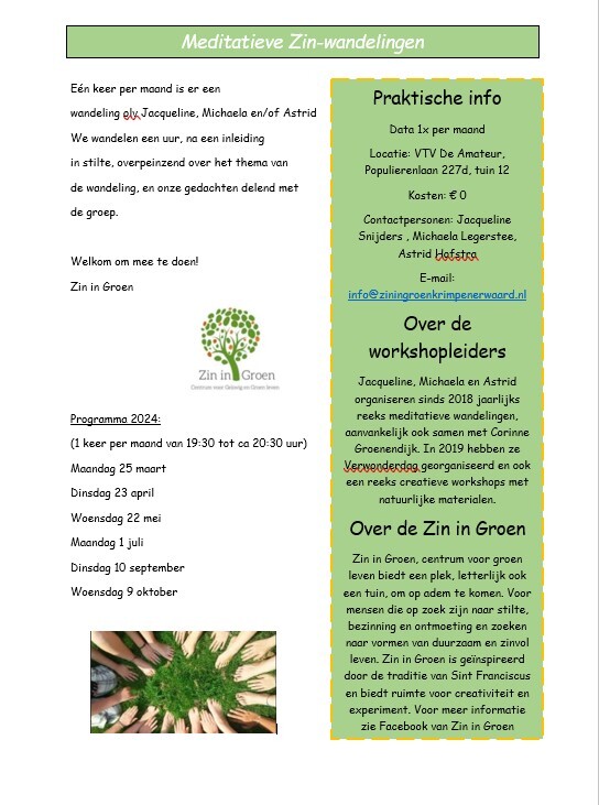  lezing/debat, natuur, actief/sport 
